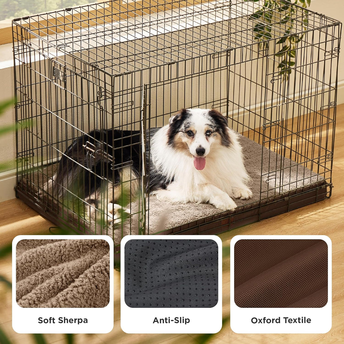Bedsure XL Dog Bed for Crate - Large Orthopedic Flat Pet Beds with Removable Washable Cover, Egg
