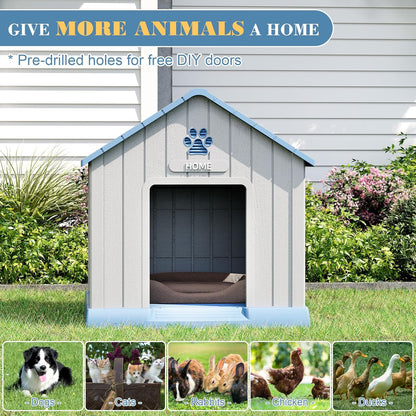 Large Dog House Outdoor Indoor for Medium Large Dogs, Durable Plastic Waterproof Doghouse with Air