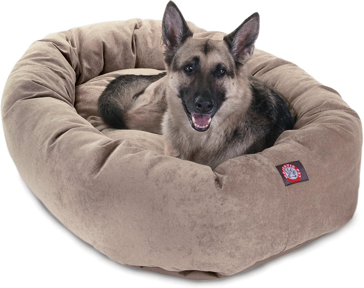 Majestic Pet 52 Inch Micro Velvet Calming Dog Bed Washable 52x35x11 (inch) – Cozy Soft Round Donut