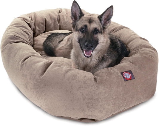Majestic Pet 52 Inch Micro Velvet Calming Dog Bed Washable 52x35x11 (inch) – Cozy Soft Round Donut