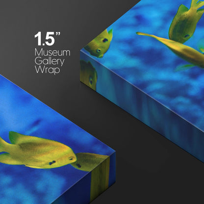 wall26 Canvas Print Wall Art Striped Yellow Tropical Fish Coral Reef Sea Nature Animals Photography