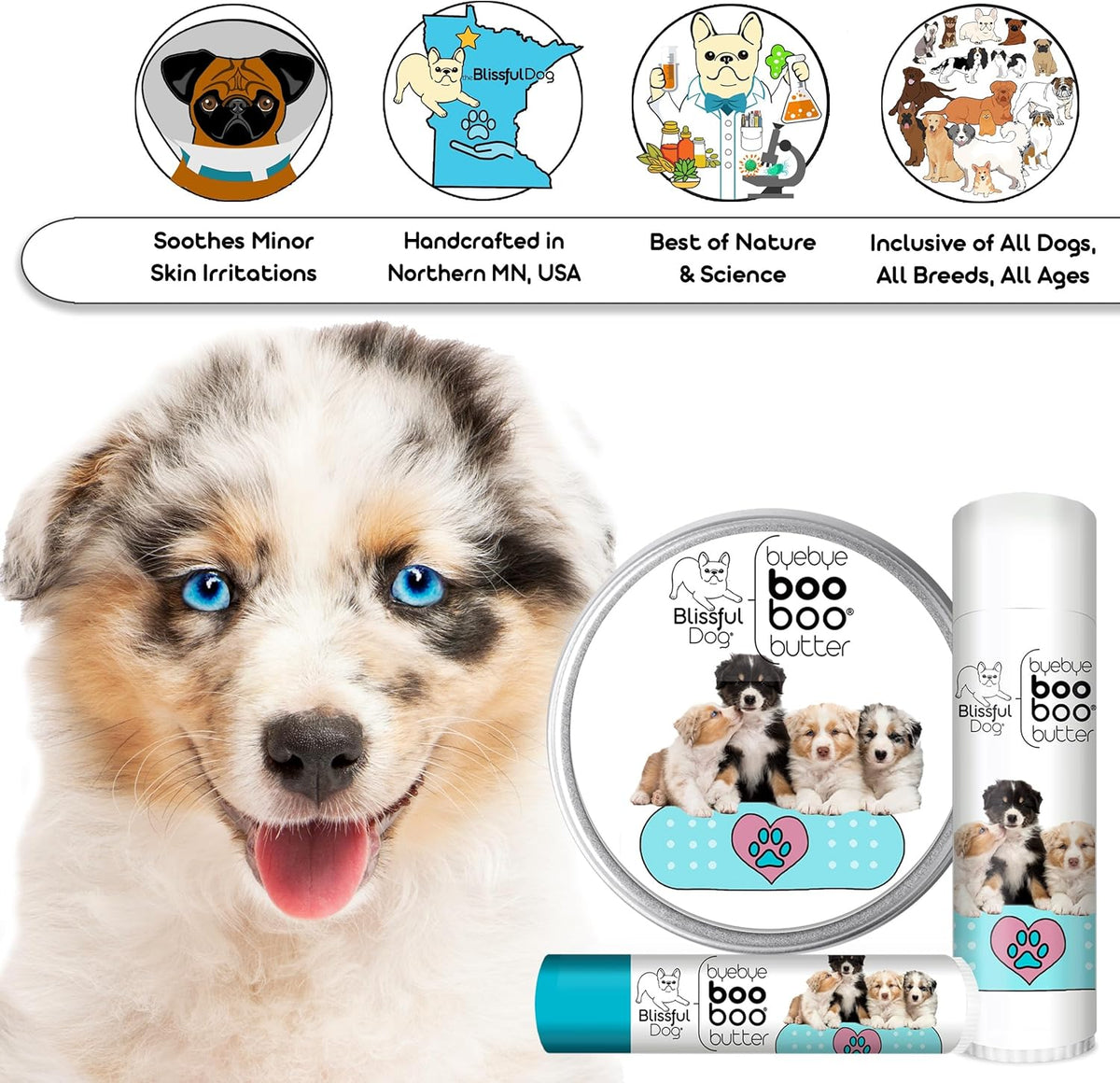 The Blissful Dog .50 oz Tube Australian Shepherd Booboo Butter