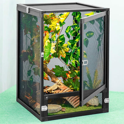 13 Gal Detachable and Foldable Reptile Butterfly Cage Terrarium, 360° Observation, Airflow