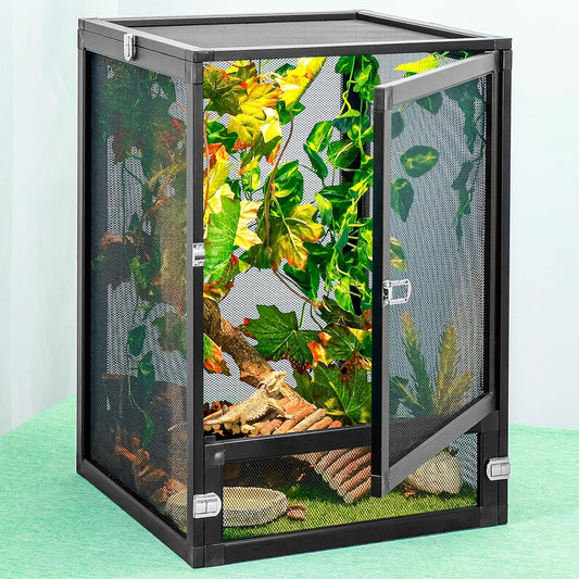 13 Gal Detachable and Foldable Reptile Butterfly Cage Terrarium, 360° Observation, Airflow