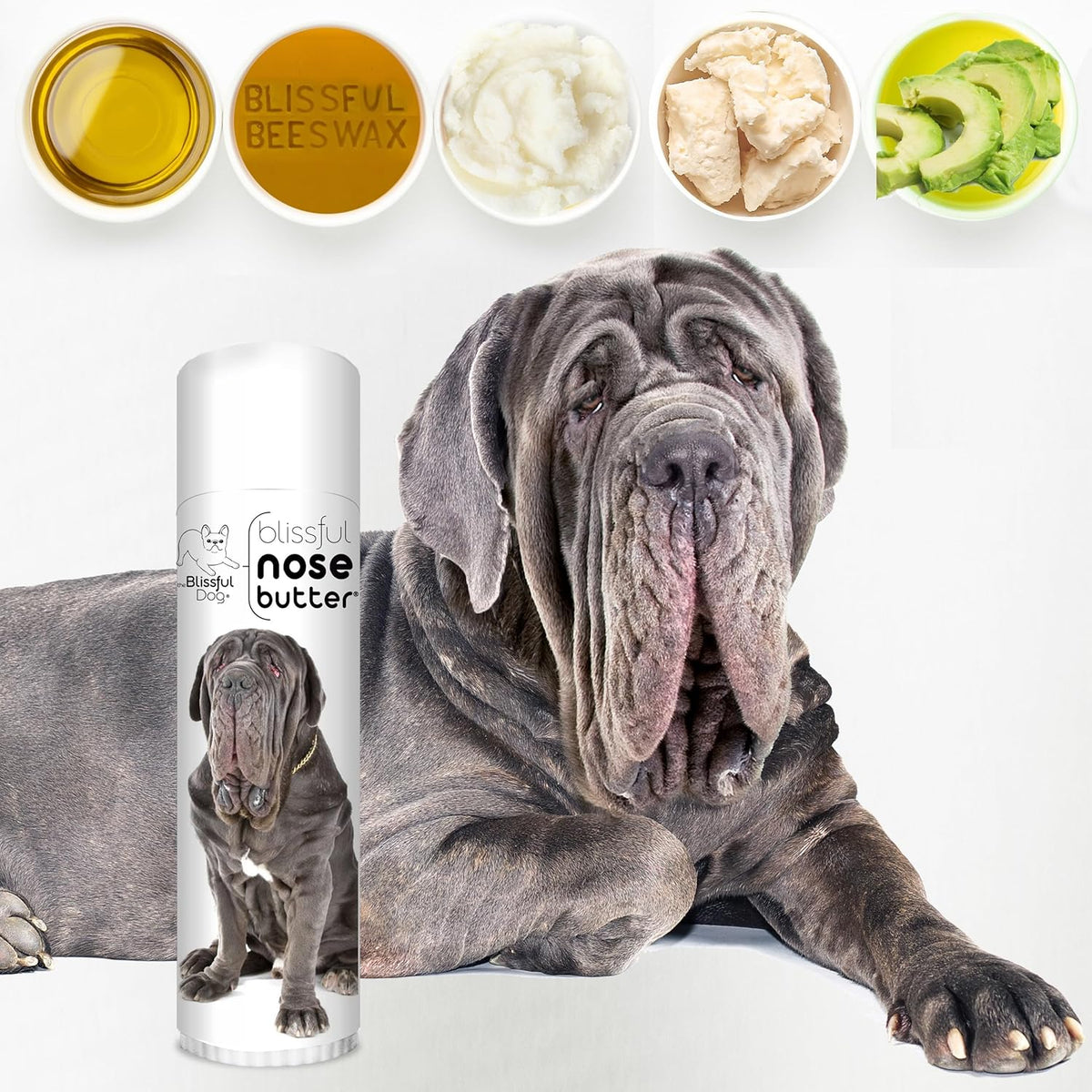 The Blissful Dog Neapolitan Mastiff Nose Butter for Dry, Cracked Skin, Lick-Safe Dog Nose Balm with