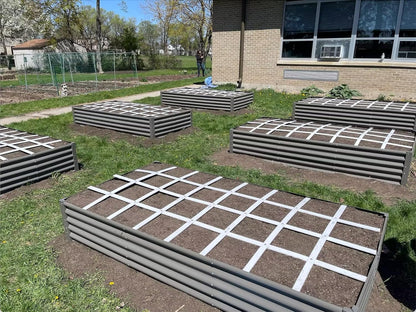 A ANLEOLIFE 8X4X1.5ft Galvanized Raised Garden Bed Kit, Rectangular Large Metal Deep Root Planters