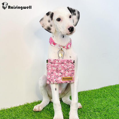 Dog Treat Pouch, Small Cotton Pocket Sized Training Holder, Hand Free Walking Fanny Bag with