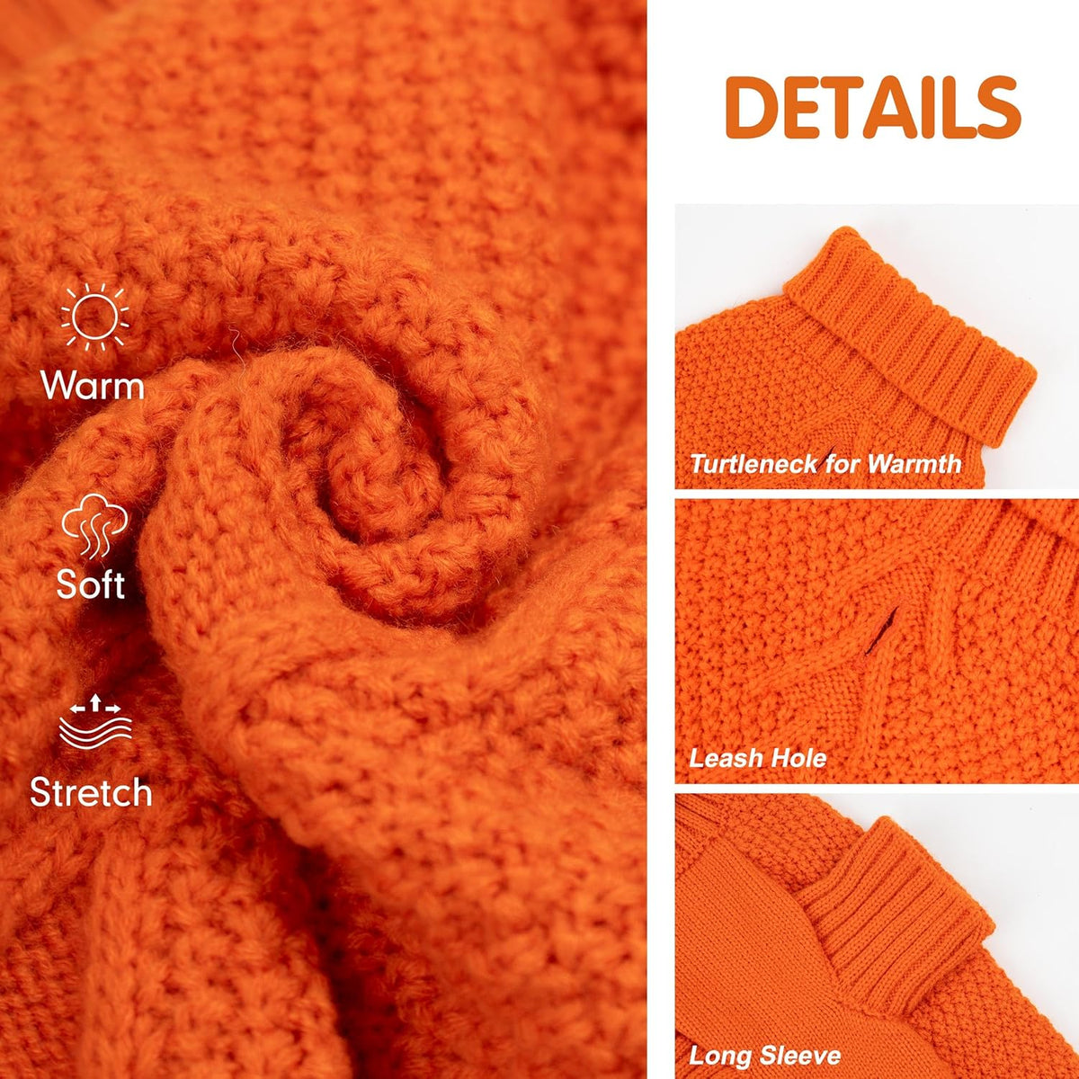 cyeollo Dog Sweater Pullover Turtleneck for Large Dogs, Classic Knitwear Fall Winter Cold Weather