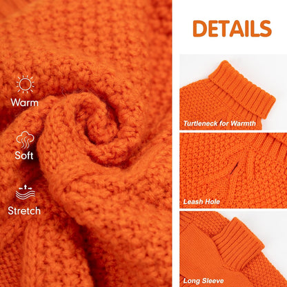 cyeollo Dog Sweater Pullover Turtleneck for Large Dogs, Classic Knitwear Fall Winter Cold Weather