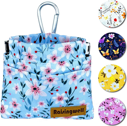 Dog Treat Pouch, Small Cotton Pocket Sized Training Holder, Hand Free Walking Fanny Bag with