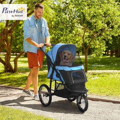 PawHut 3 Wheels Pet Stroller for Small and Medium Dogs, Foldable Cat Stroller Jogger with