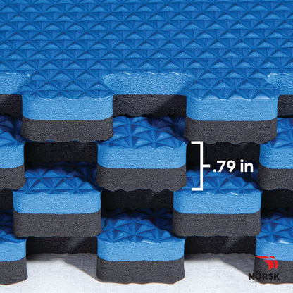 Norsk Reversible Gym Exercise Mats 3/4" Thick EVA Interlocking Foam Tiles, Perfect Gym Flooring for