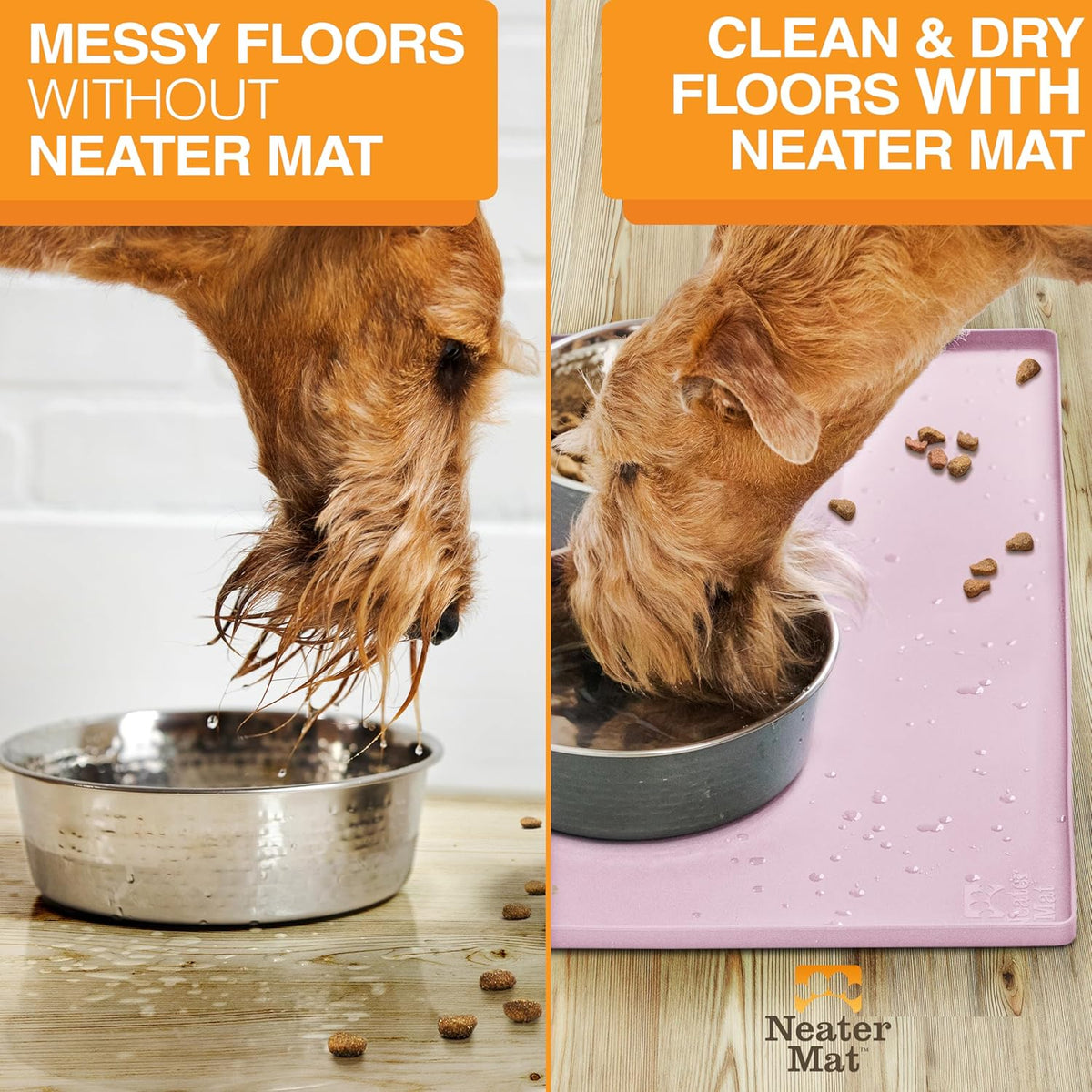 Neater Pet Brands Neater Mat Pet Mats for Food and Water, Cat & Dog Bowl Mat Waterproof Silicone