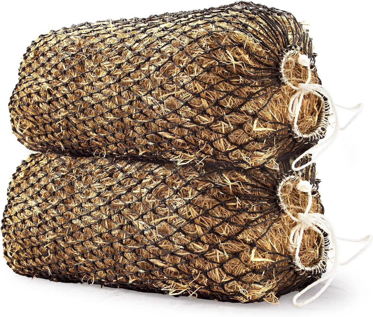 Bloomoak Slow Hay Net Feeder for Horses, Durable Soft Black PE 2/3 String Hay Bales Bags, Fit
