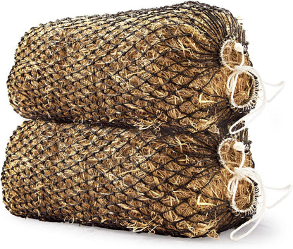 Bloomoak Slow Hay Net Feeder for Horses, Durable Soft Black PE 2/3 String Hay Bales Bags, Fit