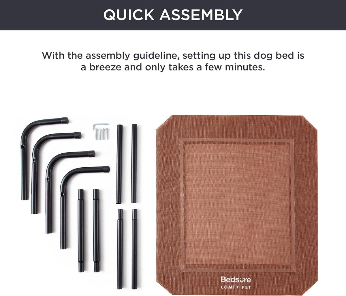 Bedsure Outdoor Elevated XL Dog Bed, Portable Indoor & Outdoor Cooling Raised Cot Pet Hammock Bed