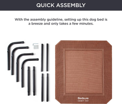 Bedsure Outdoor Elevated XL Dog Bed, Portable Indoor & Outdoor Cooling Raised Cot Pet Hammock Bed