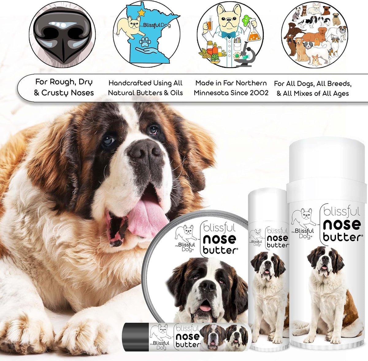 The Blissful Dog St. Bernard Nose Butter, Versatile Dog Nose Balm for Dry Nose, Handcrafted Nose