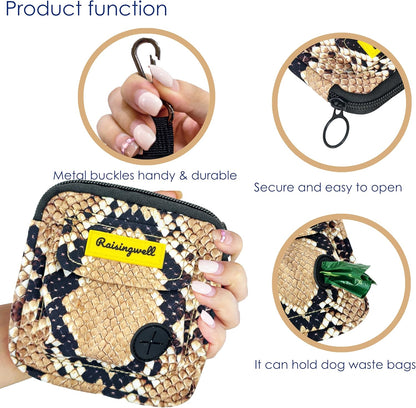 Dog Treat Pouch for Pet Walking and Training with Clicker Poop Bags and Double Bag Design Small