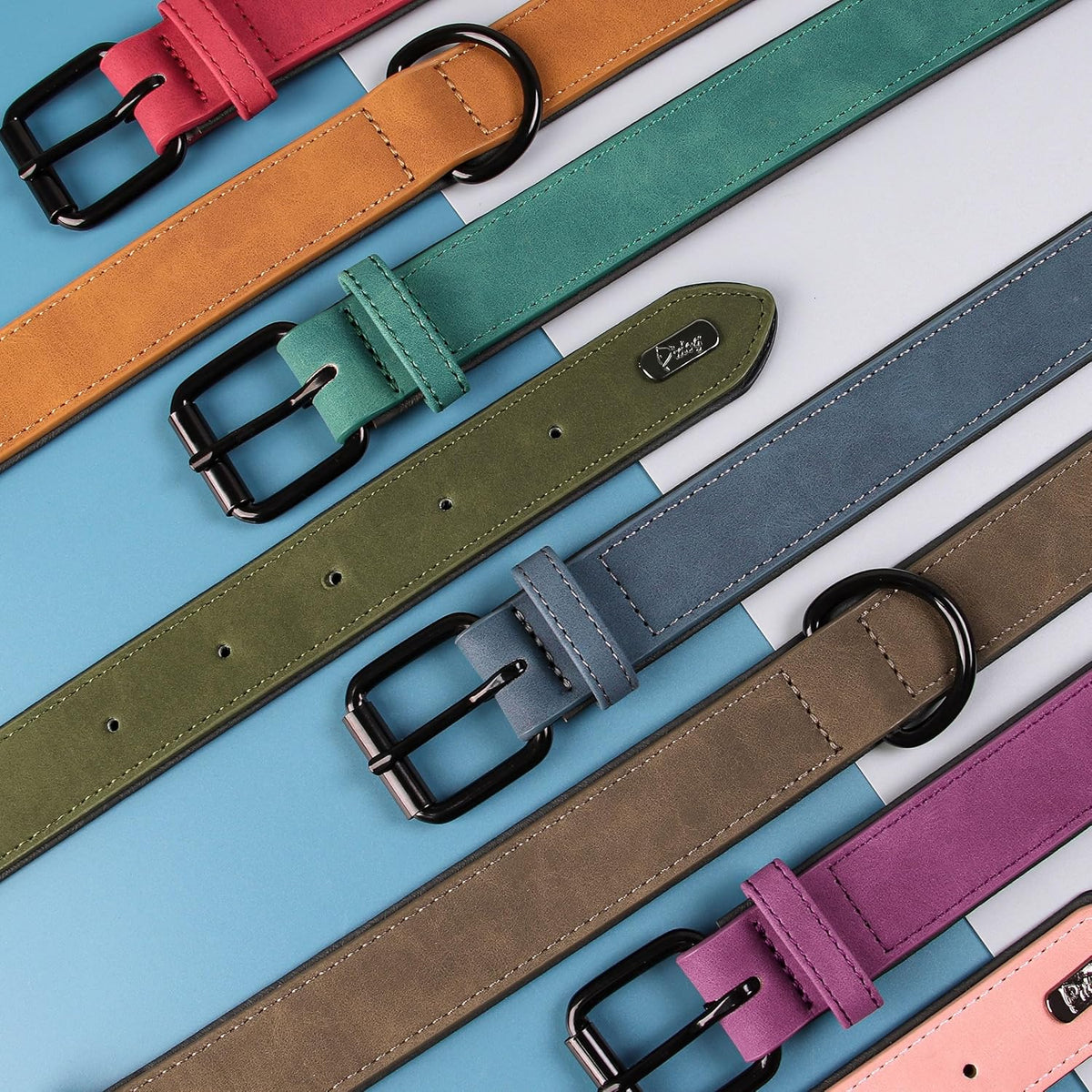 Didog Soft Padded PU Leather Dog Collar, Breathable and Adjustable Dog Collars for Small Dogs