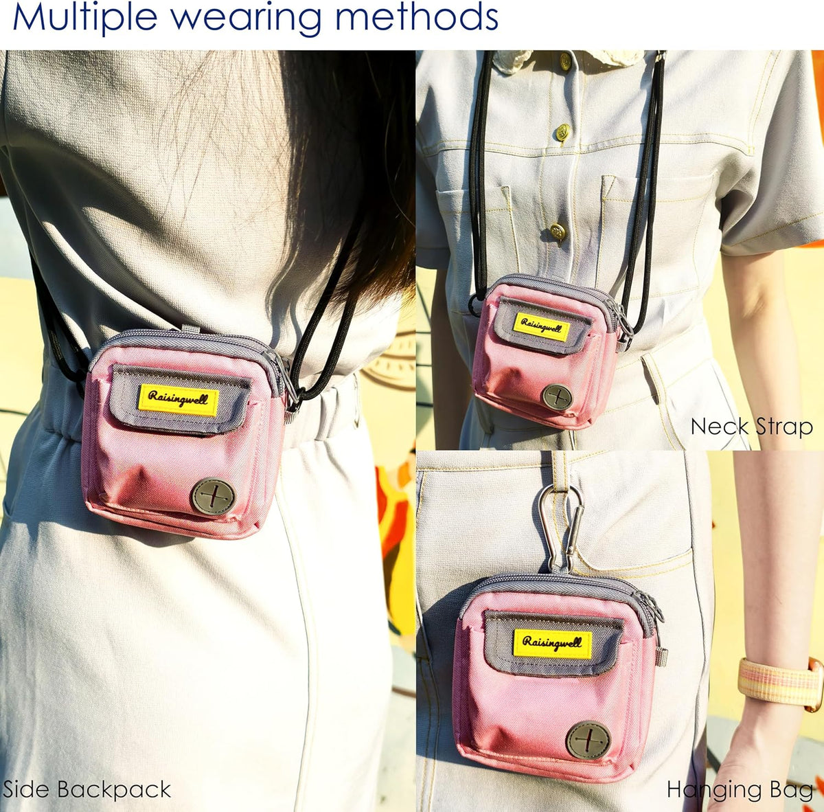 Dog Treat Pouch for Pet Walking and Training with Clicker Poop Bags and Three Bags Design Small