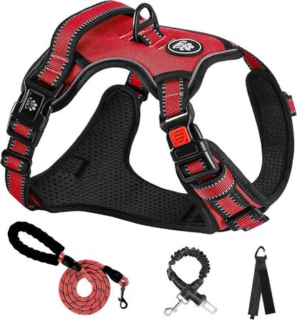 NESTROAD No Pull Dog Harness,Adjustable Oxford Dog Vest Harness with Leash,Reflective No-Choke Pet