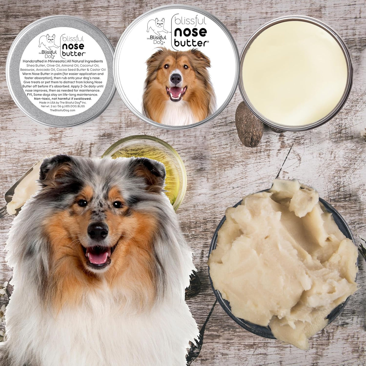 The Blissful Dog Collie Nose Butter for Dry, Cracked Skin, Lick-Safe Dog Nose Balm with