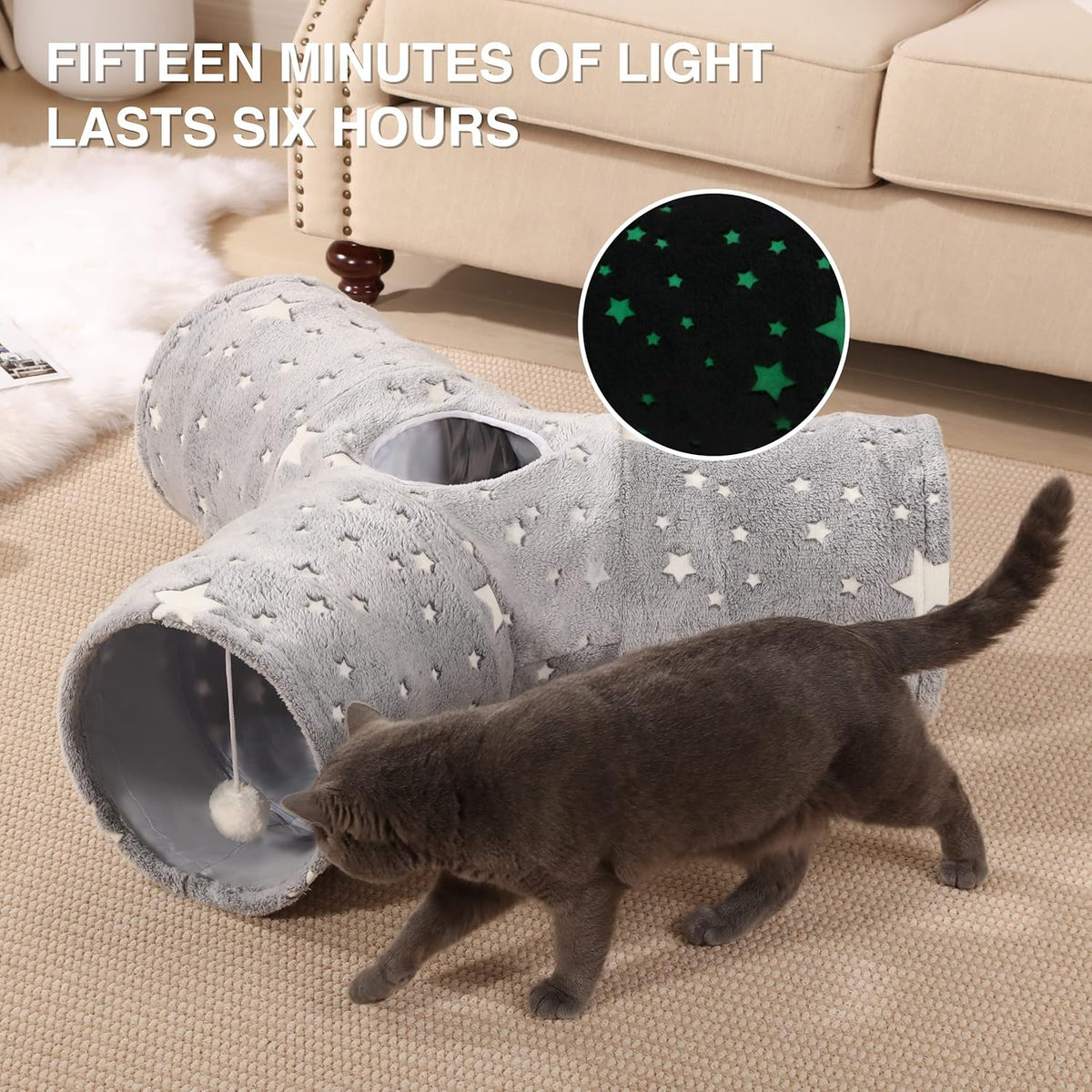 Tempcore Pet Cat Tunnel Tube Cat Toy 3 Way Collapsible, Cat Tunnels for Indoor Cats Self-Luminous