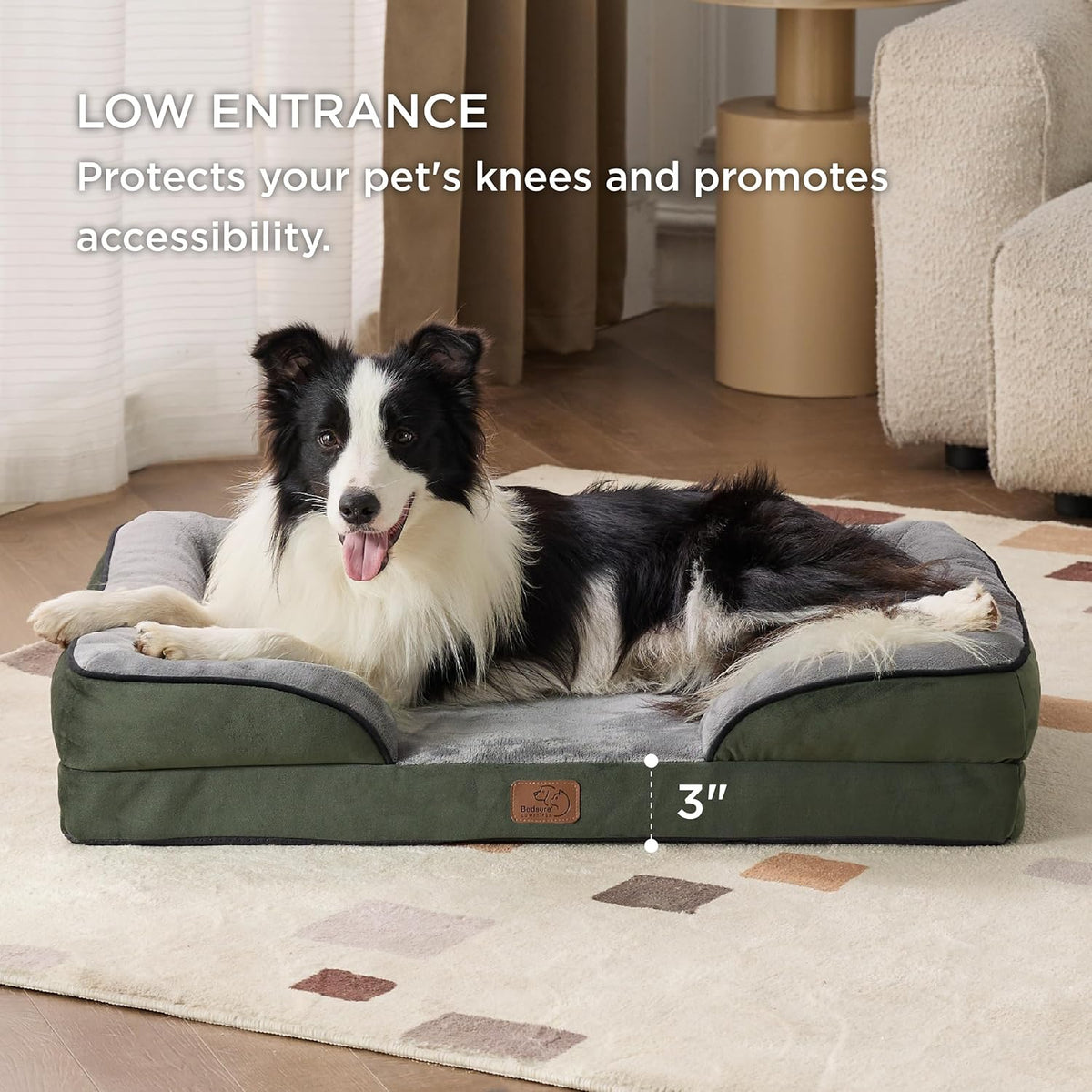 Bedsure L Plus Orthopedic Dog Bed for Large Dogs - Waterproof Dog Cat Bed, L Plus Big Comfort Dogs
