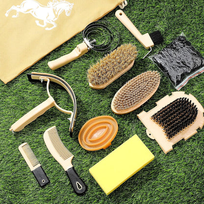Abbylike 12 Pieces Horse Grooming Kit Racing Festival Tack Room Supplies Horse Brush Sets Equine