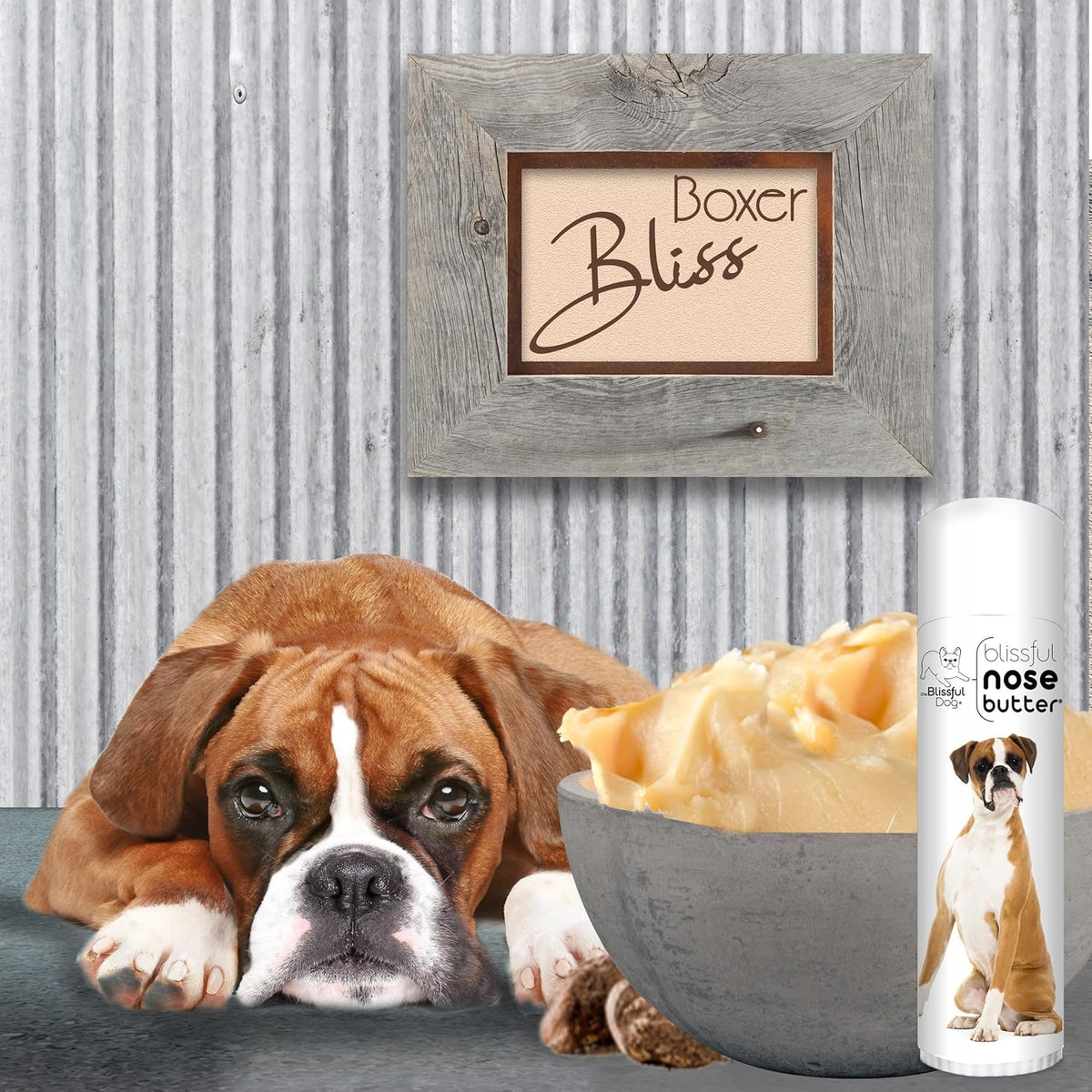 The Blissful Dog Fawn Boxer Nose Butter for Dry, Cracked Skin, Lick-Safe Dog Nose Balm with