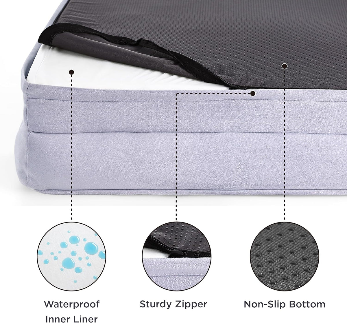 Bedsure L Plus Orthopedic Dog Bed for Large Dogs - Washable Dog Cat Bed Waterproof, L Plus Big