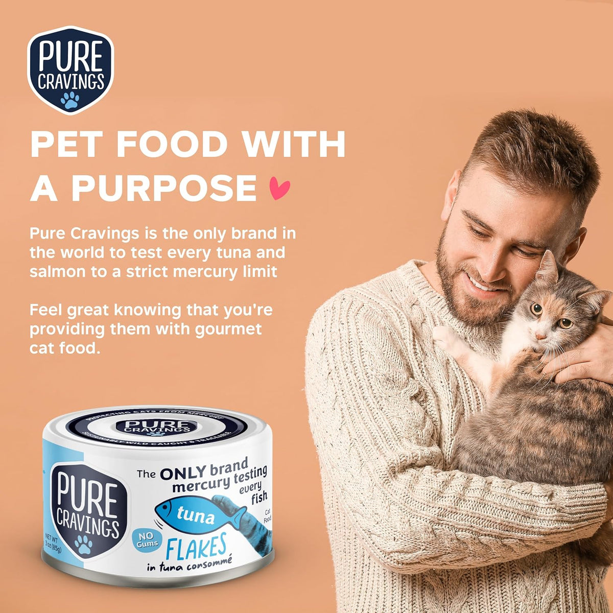 Tuna Flakes in Tuna Consommé, Canned Wet Cat Food Soup, 100% Mercury-Tested, Moist Can Fish