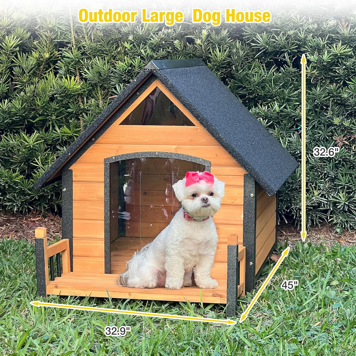 AIVITUVIN Dog House Outdoor Anti-Bite Metal Frame Design Wooden Dog Kennel Outside with Elevated