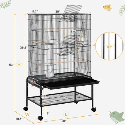 Yaheetech 53'' Large Bird Cage Budgie Cage for Parakeets Cockatiels Conures Lovebirds Parrots with