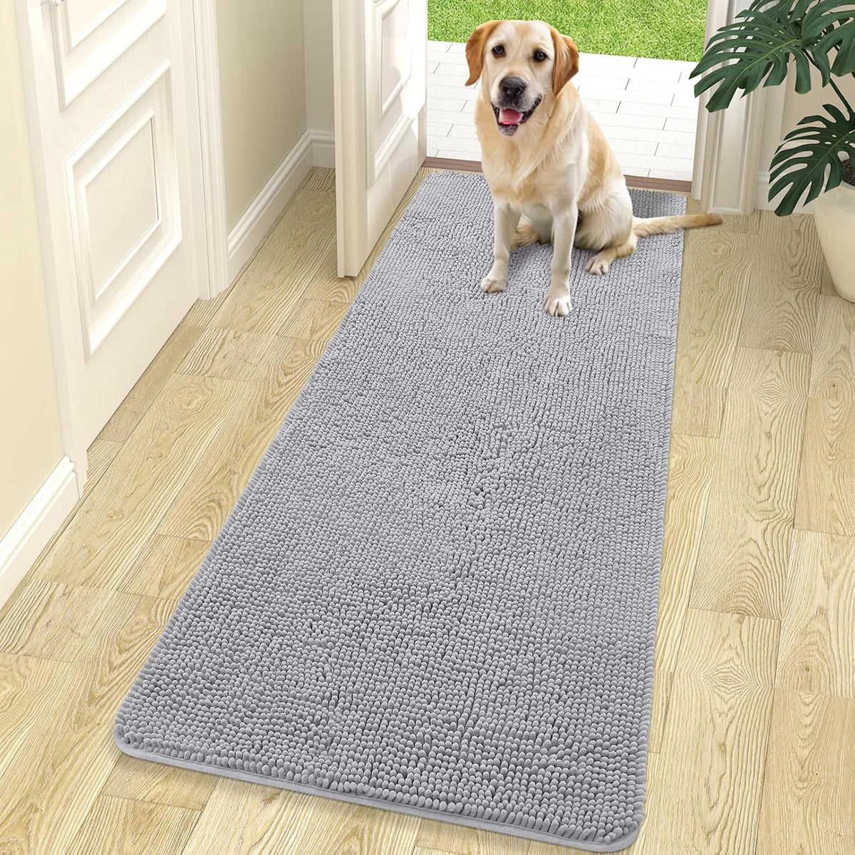 OLANLY Dog Door Mat for Muddy Paws 70x24, Absorbs Moisture and Dirt, Absorbent Non-Slip Washable
