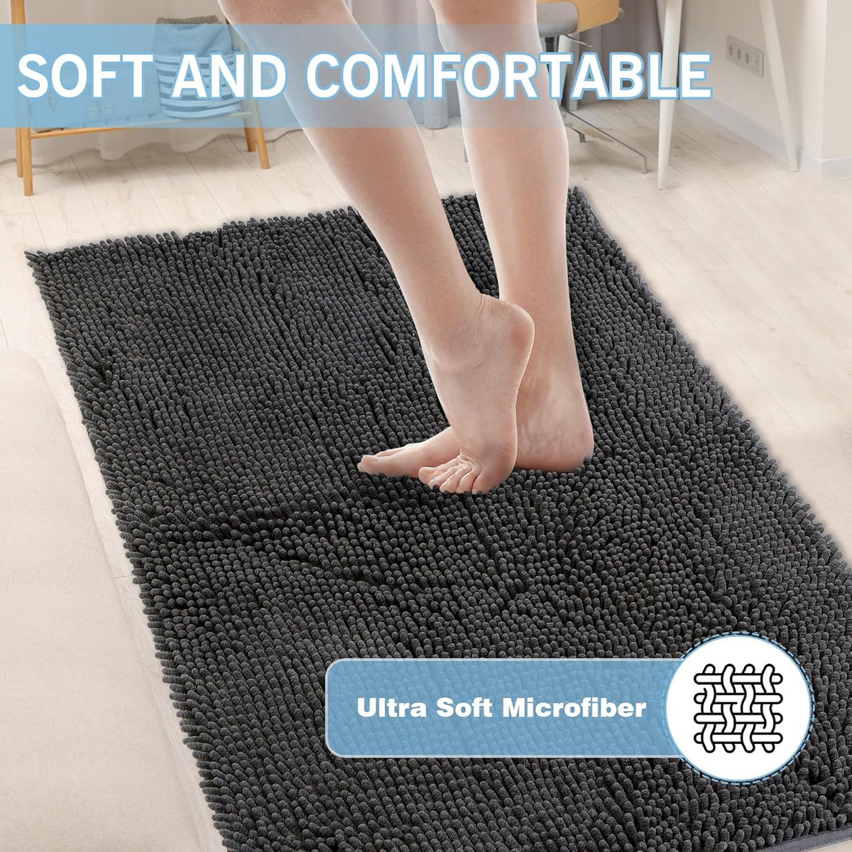 Amyracel Dirt Trapping Door Mat, 24" x 72" Large Absorbent Dog Door Mat for Muddy Paws, Quick Dry