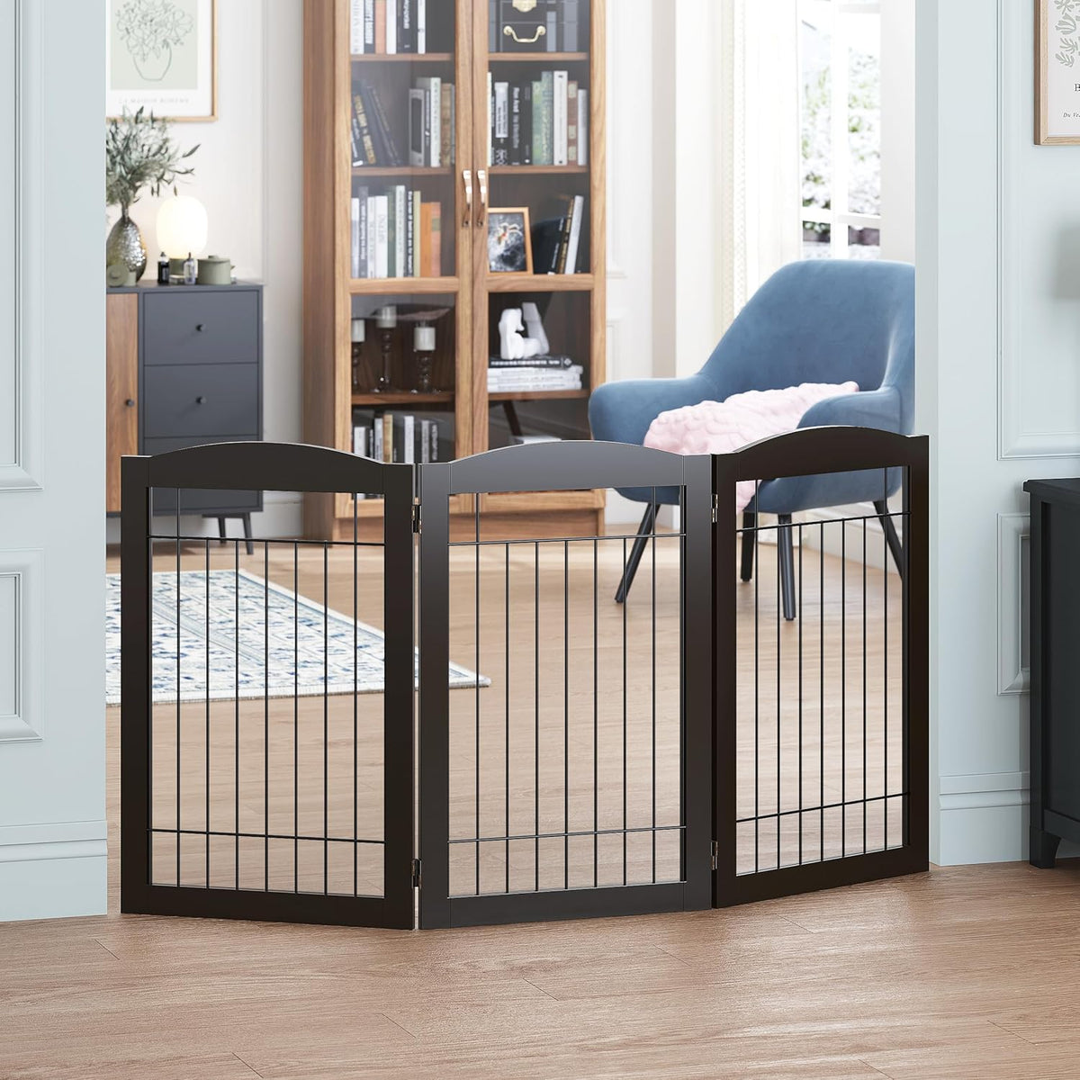Spirich Freestanding Wire Pet Gate for Dogs, 30 inches Tall Dog Gate for The Houes, Doorway
