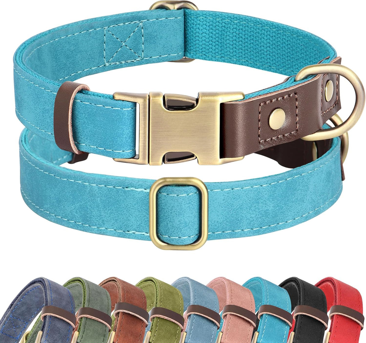Didog Soft PU Leather Dog Collars for Small Dogs,Classic Adjustable Dog Collars with Quick Release