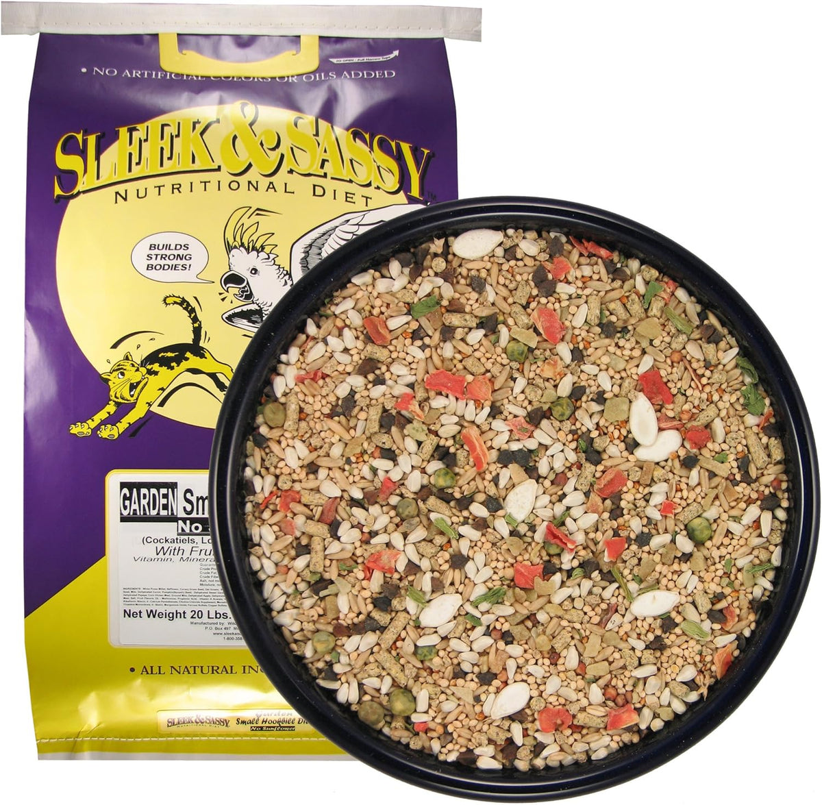 SLEEK & SASSY Garden Small Hookbill No Sunflower Bird Food for Lovebirds, Cockatiels, Quaker