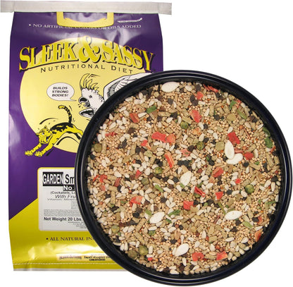 SLEEK & SASSY Garden Small Hookbill No Sunflower Bird Food for Lovebirds, Cockatiels, Quaker