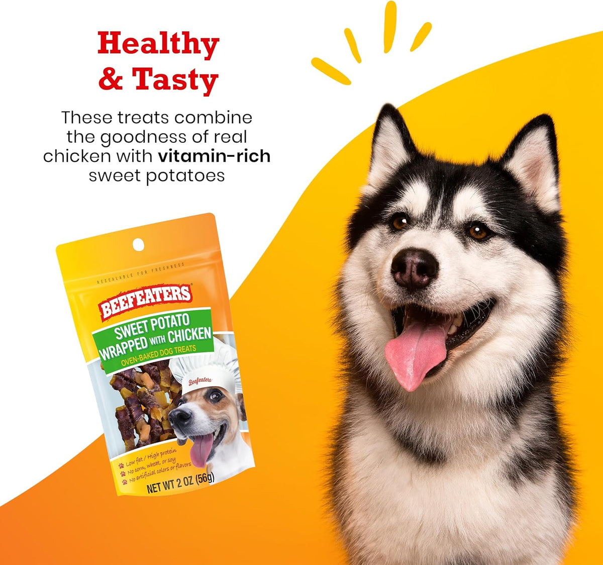 Beefeaters Sweet Potato Wrap with Chicken – Dog Treat. No Corn, Wheat, Soy or Gluten, Low Fat