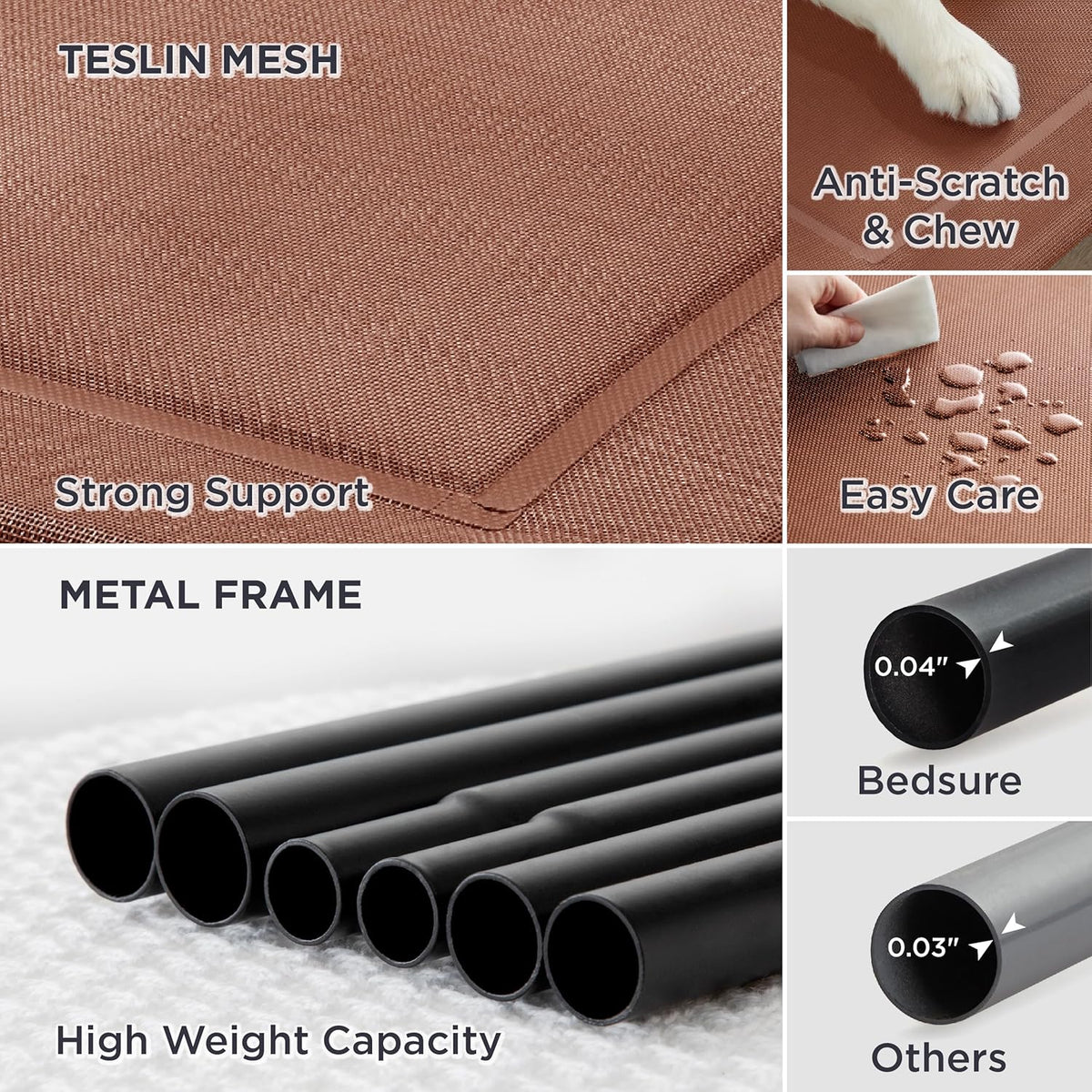 Bedsure Outdoor Elevated XL Dog Bed, Portable Indoor & Outdoor Cooling Raised Cot Pet Hammock Bed