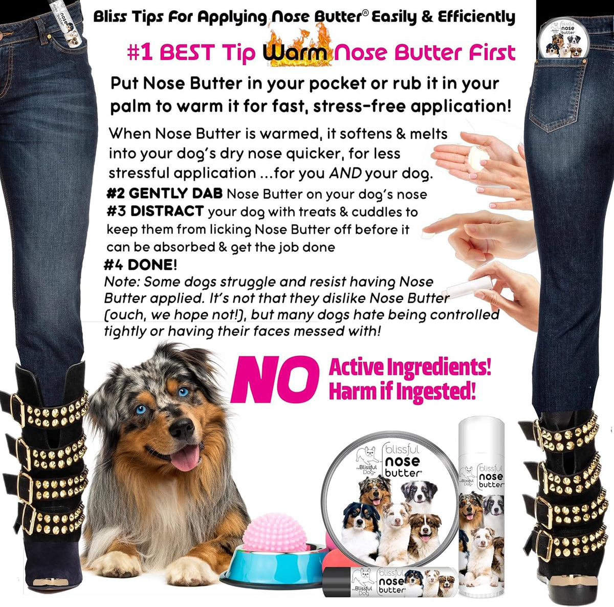 The Blissful Dog Australian Shepherd Nose Butter for Dry, Cracked Skin, Lick-Safe Dog Nose Balm