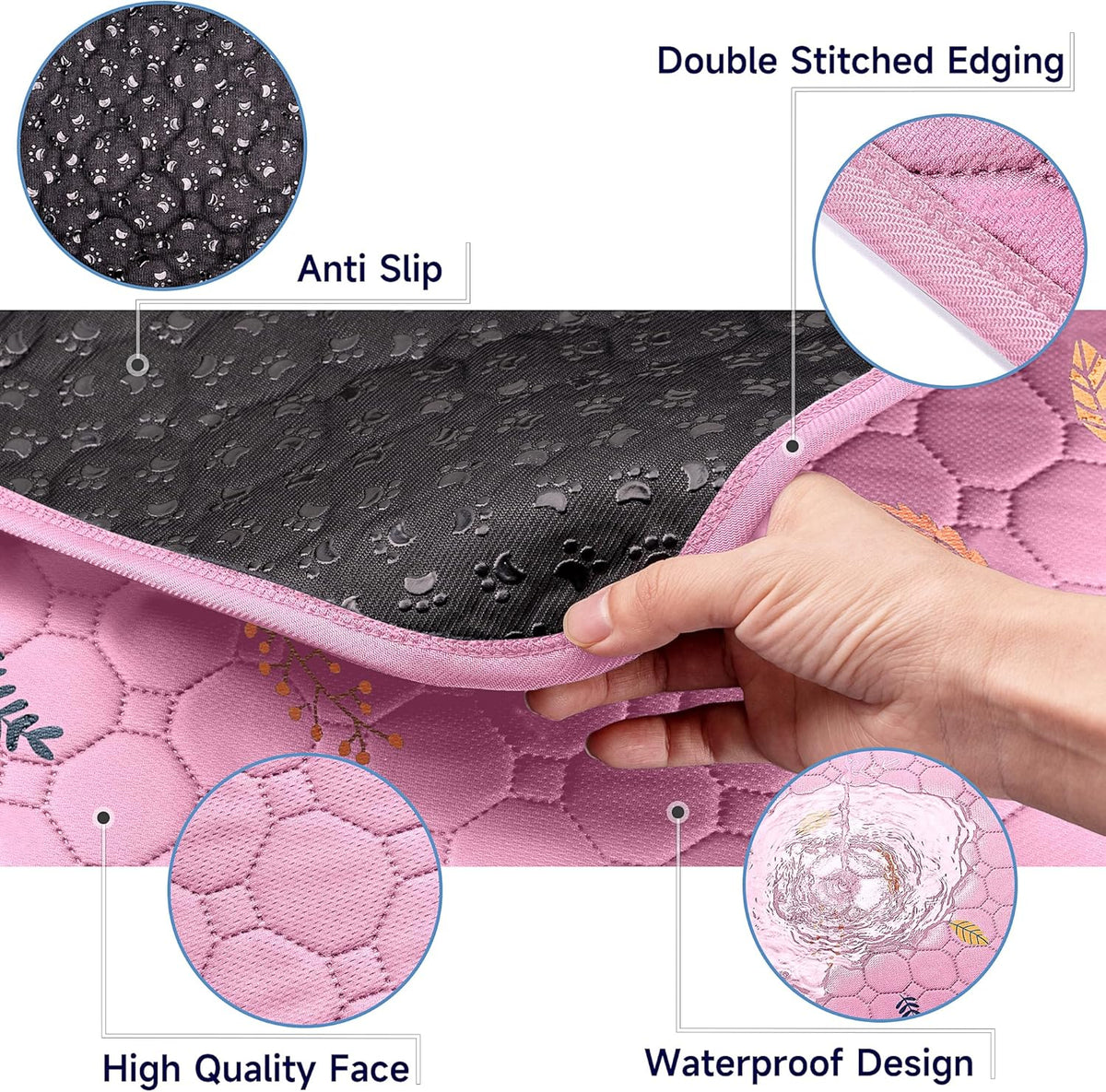 Sunheir 2-Pack Large Reusable Dog Mat for Floor, Dog Playpen, Non-Slip Waterproof Super Absorbent