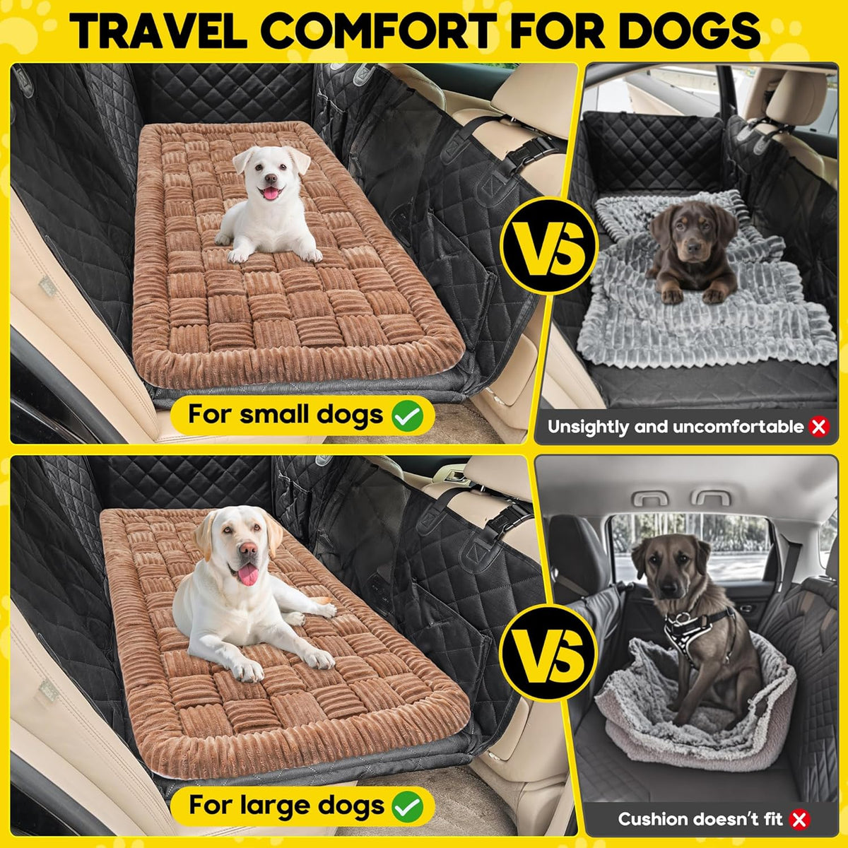 Dog Car Bed Mat, Non-Slip Backseat Extender Pet Blanket, Plaid Dog Bed for Trucks, Sedans & Large