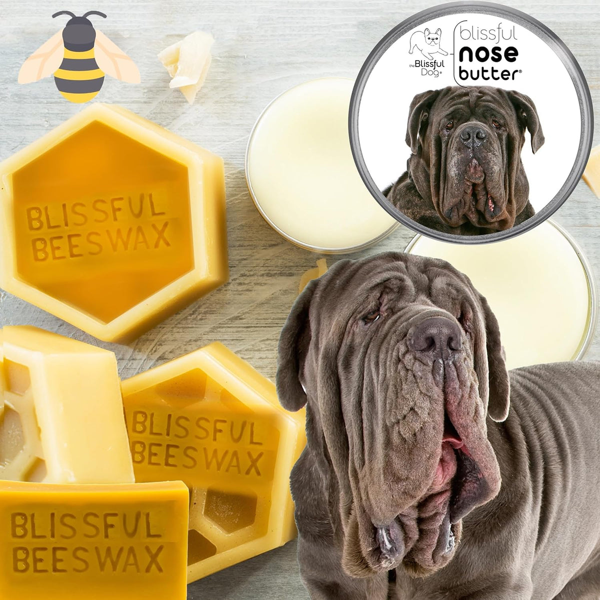 The Blissful Dog Neapolitan Mastiff Nose Butter for Dry, Cracked Skin, Lick-Safe Dog Nose Balm with