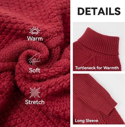 cyeollo Dog Sweater Warm Turtleneck Knitted Dog Christmas Sweaters with Sleeve Soft Winter Pet