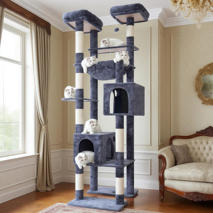 Hey-brother Tall Cat Tree Tower, Heavy Duty Scratching Posts with Large Platforms, Cozy Condos, Big