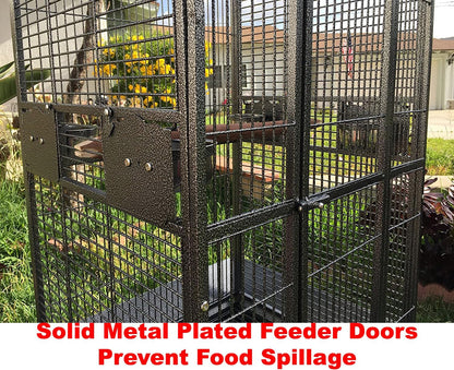 4 Size, X-Large 32" L x 23" W x 66" H Castle PlayTop Parrot Bird Cage On Wheels for Large Size